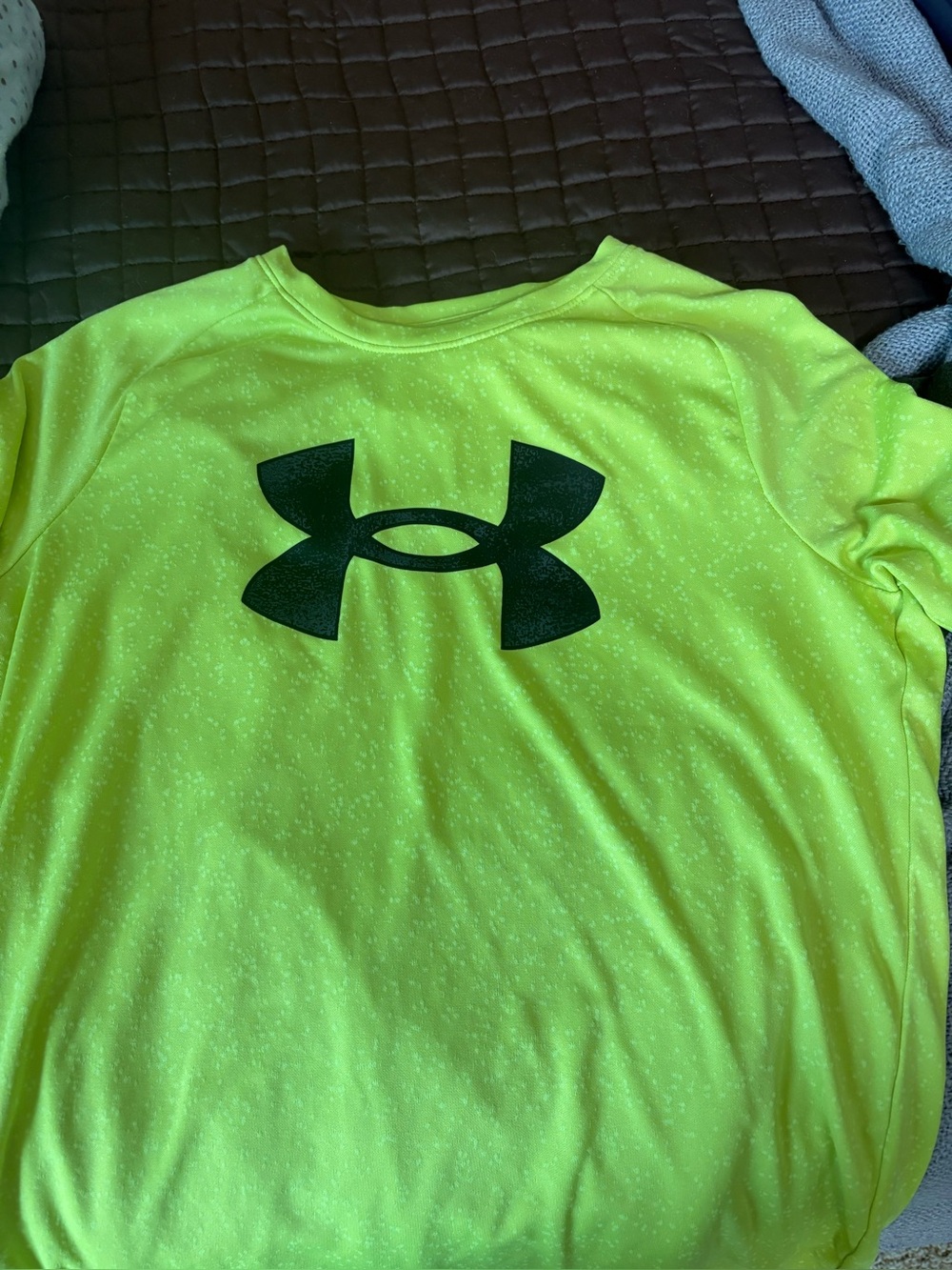 Under Armour Bright Neon Yellow Kids' Active Tee with Black Logo